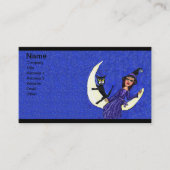 Rotzunge auf Crescent Moon Black Cat Blue Visitenkarte (Vorderseite)