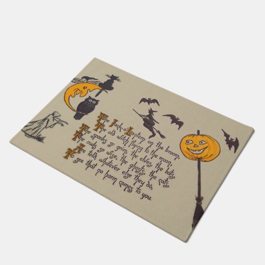 Rotzunge Bat Owl Black Cat Jack O' Lantern Fußmatte (Schrägansicht)