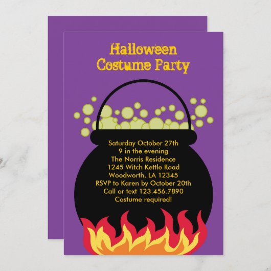 Rotzunge Cauldron Halloween-Party Einladung (Vorne/Hinten)