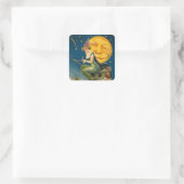 Rotzunge Fliegenmond - Halloween-Sticker Quadratischer Aufkleber (Tasche)