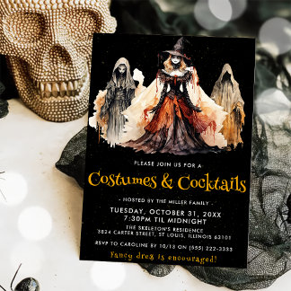 Rotzunge & Ghost Kostüme & Cocktails Halloween-Par Einladung