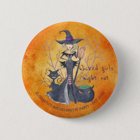 Rotzunge Halloween-Junggeselinnen-Abschied Button (Vorderseite)