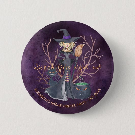 Rotzunge Halloween-Junggeselinnen-Abschied Button (Vorderseite)