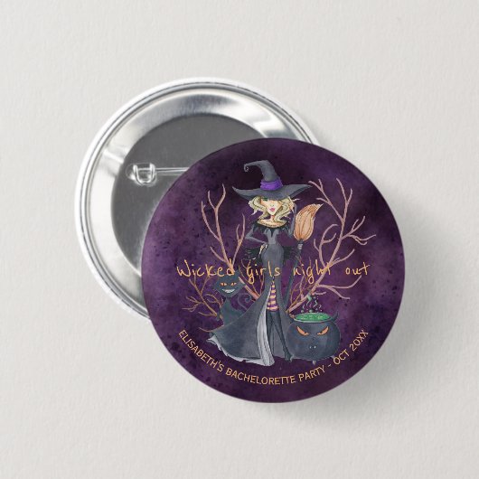 Rotzunge Halloween-Junggeselinnen-Abschied Button (Vorne & Hinten)