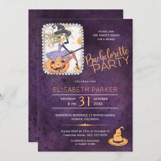 Rotzunge Halloween-Junggeselinnen-Abschied Einladung (Vorne/Hinten)
