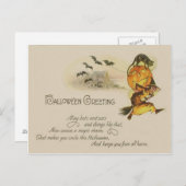 Rotzunge Jack O' Lantern Black Cat Bat Postkarte (Vorne/Hinten)