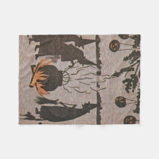 Rotzunge Jack O' Lantern Cauldron Owl Fleecedecke (Vorderseite (Horizontal))