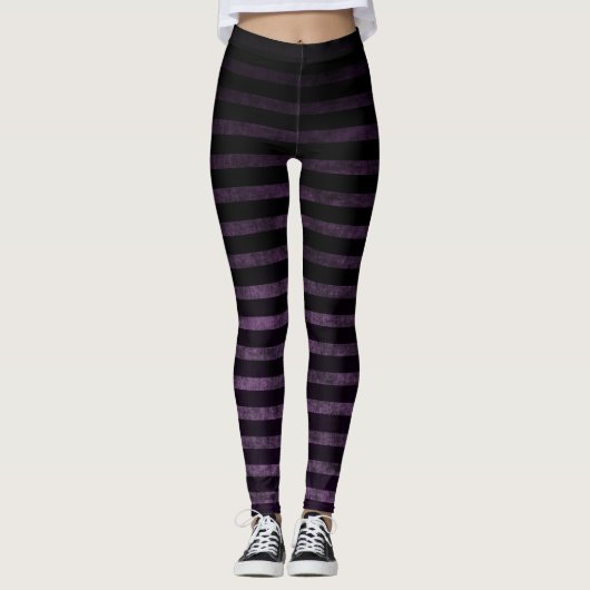 Rotzunge Leggings Black & Lila Grunge Ombre Streif (Vorderseite)