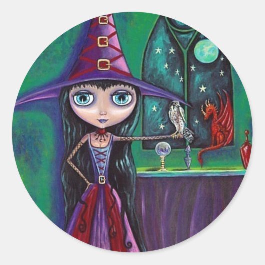 Rotzunge mit Falken und Drachenaufkleber Runder Aufkleber (Vorderseite)