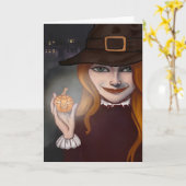 Rotzunge mit Jack O'Lantern 5"x 7" über Karte (Gelbe Blume)
