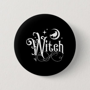 Rotzunge mit Mond und Rabe Button