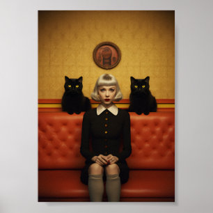 Rotzunge mit schwarzen Katzen Poster