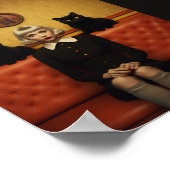 Rotzunge mit schwarzen Katzen Poster (Ecke)