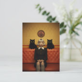 Rotzunge mit schwarzen Katzen Postkarte (Stehend Vorderseite)