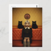 Rotzunge mit schwarzen Katzen Postkarte (Vorne/Hinten)