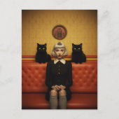 Rotzunge mit schwarzen Katzen Postkarte (Vorderseite)