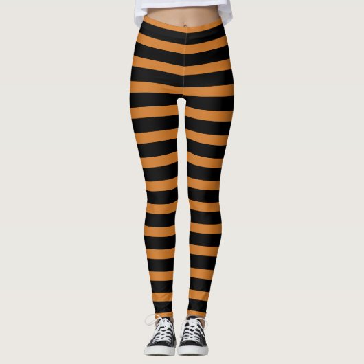 Rotzunge schwarz und orange gestreift leggings (Vorderseite)