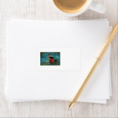 Rotzunge Schwarze Katze Crescent Moon Adressaufkleber (Insitu)