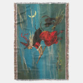 Rotzunge Schwarze Katze Crescent Moon Decke (Vorderseite Vertikal)