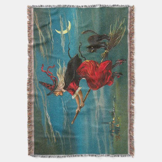 Rotzunge Schwarze Katze Crescent Moon Decke (Vorderseite Vertikal)