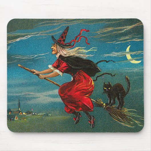 Rotzunge Schwarze Katze Crescent Moon Mousepad (Vorne)
