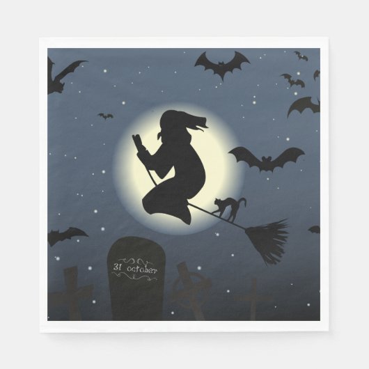 Rotzunge, Schwarze Katze und Fledermäuse Serviette (Vorderseite)