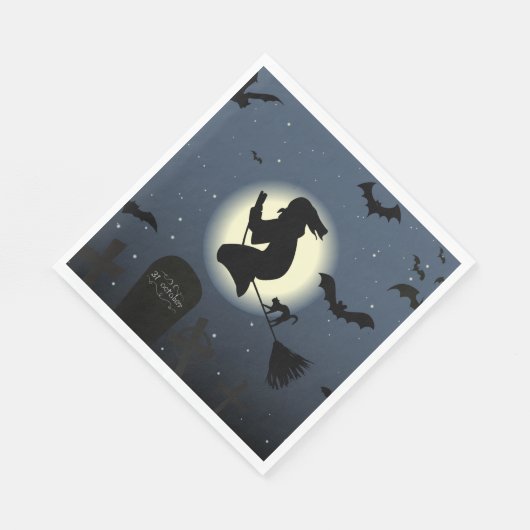 Rotzunge, Schwarze Katze und Fledermäuse Serviette (Ecke)