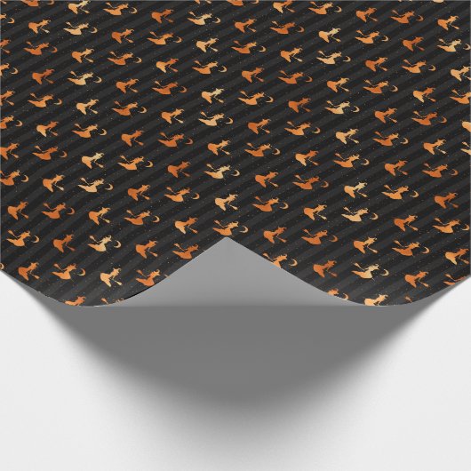Rotzunge Schwarze Streifen Kupfer Halloween Muster Geschenkpapier (Ecke)