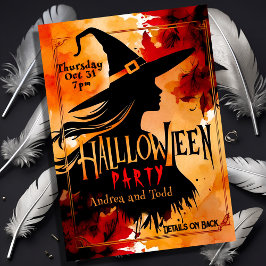 Rotzunge Silhouette; wasserfarbiges Halloween Einladung