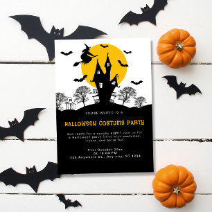Rotzunge Spuk Orange & Schwarzes Halloween-Party Einladung