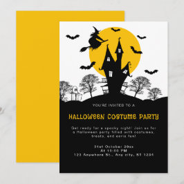 Rotzunge Spuk Orange & Schwarzes Halloween-Party Einladung