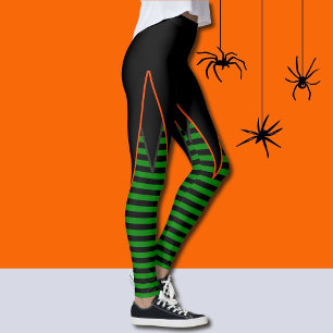 Rotzunge Streifen in den Imitaten Grün und Schwar Leggings
