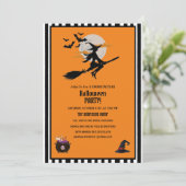 Rotzunge und Flechtboote Orangefarbenes Halloween- Einladung (Stehend Vorderseite)