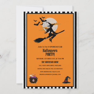 Rotzunge und Flechtboote Orangefarbenes Halloween- Einladung