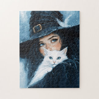 Rotzunge und weiße Katze Puzzle