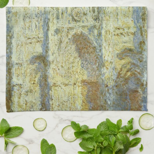 Rouen Cathedral West Facade Sunlight, Claude Monet Geschirrtuch (Gefaltet)