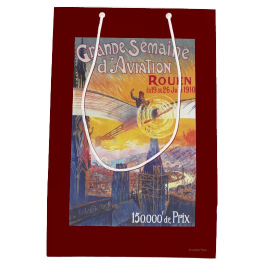 Rouen, Frankreich - Pilot und Flugzeug Mittlere Geschenktüte (Rückseite)