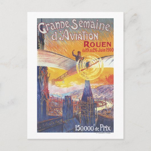 Rouen, Frankreich - Pilot und Flugzeug Postkarte (Vorderseite)