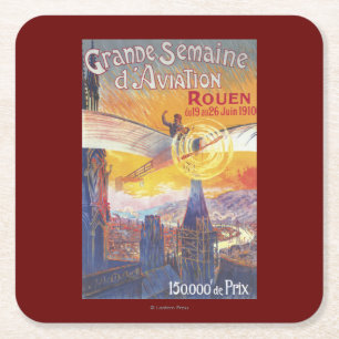 Rouen, Frankreich - Pilot und Flugzeug Rechteckiger Pappuntersetzer