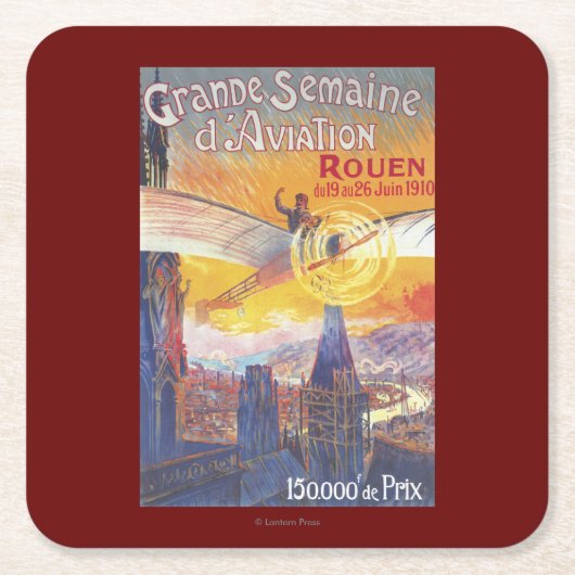 Rouen, Frankreich - Pilot und Flugzeug Rechteckiger Pappuntersetzer (Vorderseite)