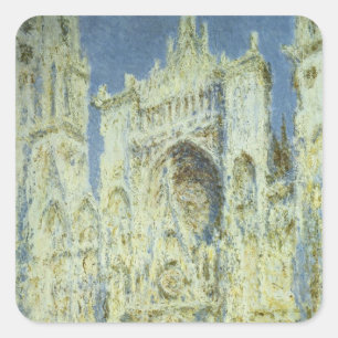 Rouen Kathedrale Westfassade Sonnenlicht, Claude M Quadratischer Aufkleber