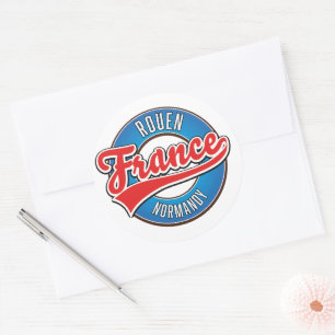 Rouen Normandie Frankreich Retro-Logo Runder Aufkleber