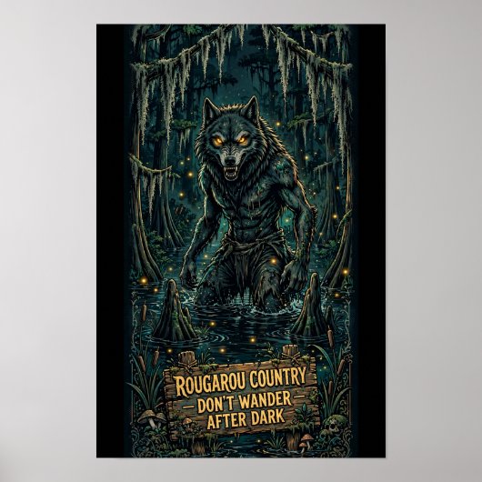 Rougarou — Bayou-Warnschild Poster (Vorne)