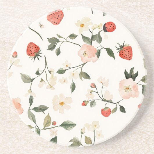 Rouge Crème Erdbeeren Getränkeuntersetzer (Vorne)