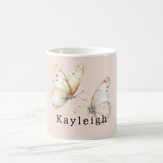Rouge-Creme-Schmetterlinge Kaffeetasse (Mittel)