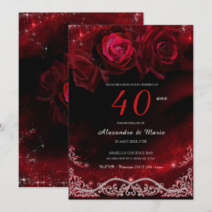 Rouge et Noir 40e Anniversaire de Mariage Einladung