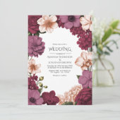 Rouge Garnet, Rosette Mauve & Peach Silk Wedding Einladung (Stehend Vorderseite)