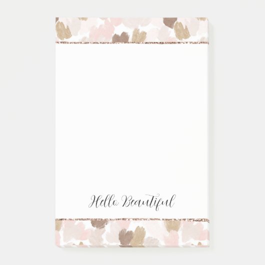 Rouge Glitter Rosa Creme Braun Herzen Post-it Klebezettel (Vorderseite)