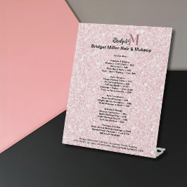 Rouge Glitter Schönheitssalon Monogramm Preisliste Sockelschild