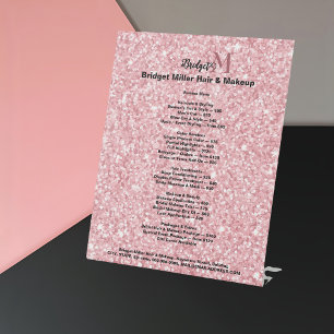 Rouge Glitter Schönheitssalon Monogramm Preisliste Sockelschild